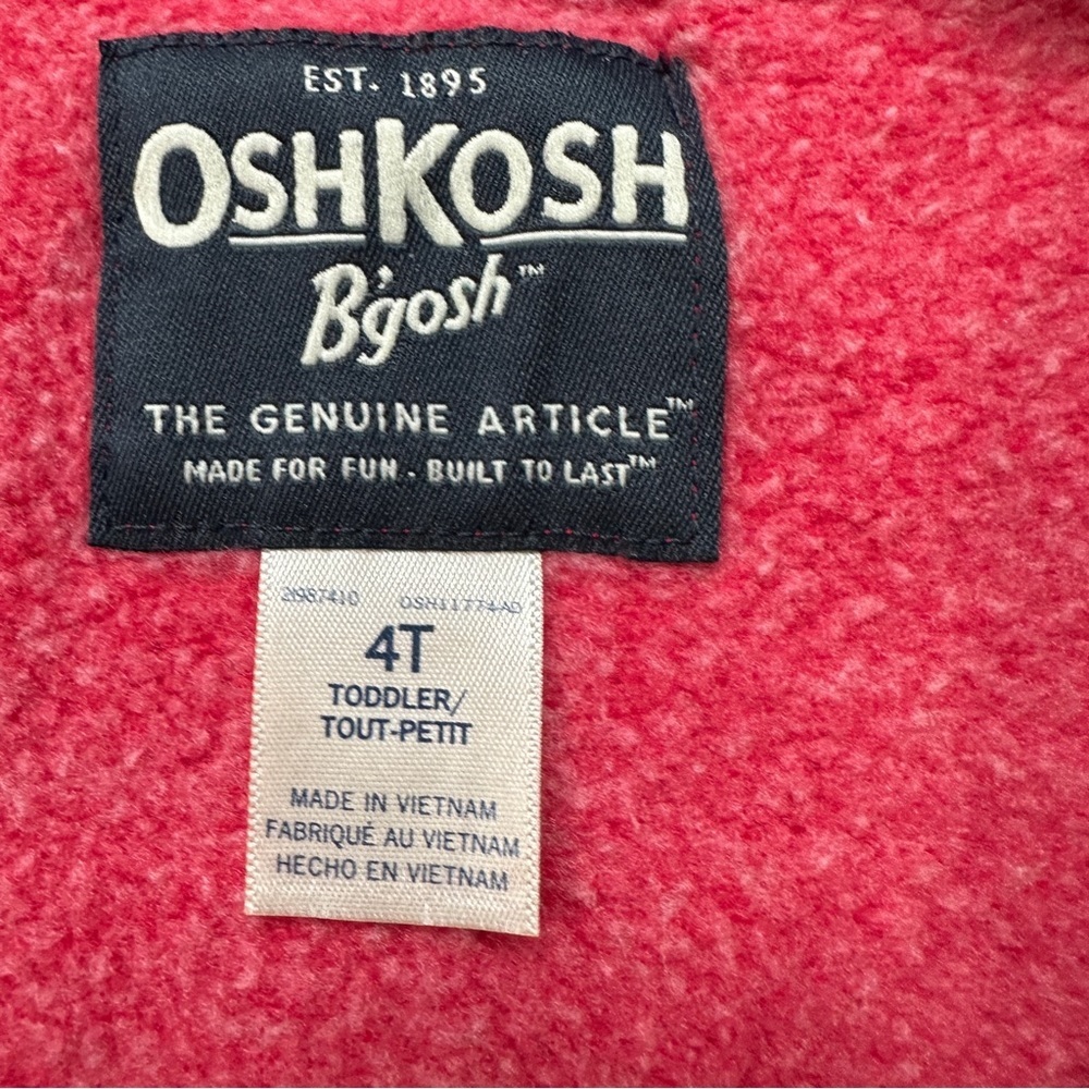⭐️ 5 for $25 OshKosh B’gosh Kids Red Hoodie Size 4T - Picture 3 of 4